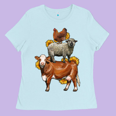 Farm Animals Stack Ladies Tee Designed By Lillyallendesigns