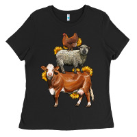 Black farm animals stack Ladies Tee - LillyAllenDesigns