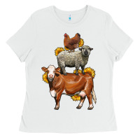 White farm animals stack Ladies Tee - LillyAllenDesigns