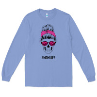 Colony Blue Pink Glitter, Leopard Pattern Mom Skull Long Sleeve Tee - Bettercallsaul