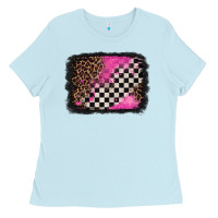 Baby Blue racing leopard background Ladies Tee - Jasminsmagicworld