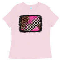 Bubblegum Pink racing leopard background Ladies Tee - Jasminsmagicworld