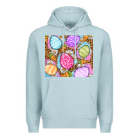 Blue Mist Easter eggs daisies carrots Premium Hoodie - OliviaCreatesArt