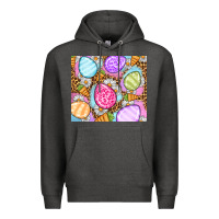 Charcoal Heather Easter eggs daisies carrots Premium Hoodie - OliviaCreatesArt