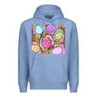 Colony Blue Easter eggs daisies carrots Premium Hoodie - OliviaCreatesArt