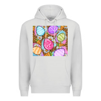 Dove Grey Easter eggs daisies carrots Premium Hoodie - OliviaCreatesArt