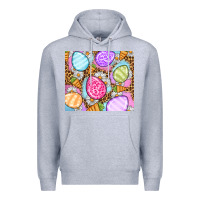 Heather Grey Easter eggs daisies carrots Premium Hoodie - OliviaCreatesArt