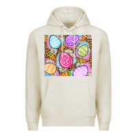 Oatmeal Heather Easter eggs daisies carrots Premium Hoodie - OliviaCreatesArt
