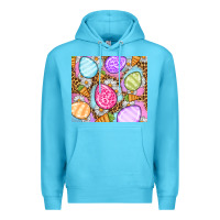Ocean Blue Easter eggs daisies carrots Premium Hoodie - OliviaCreatesArt