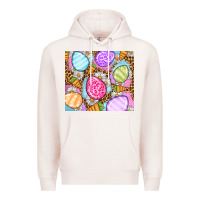 Pale Pink Easter eggs daisies carrots Premium Hoodie - OliviaCreatesArt