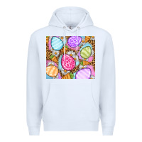 White Easter eggs daisies carrots Premium Hoodie - OliviaCreatesArt