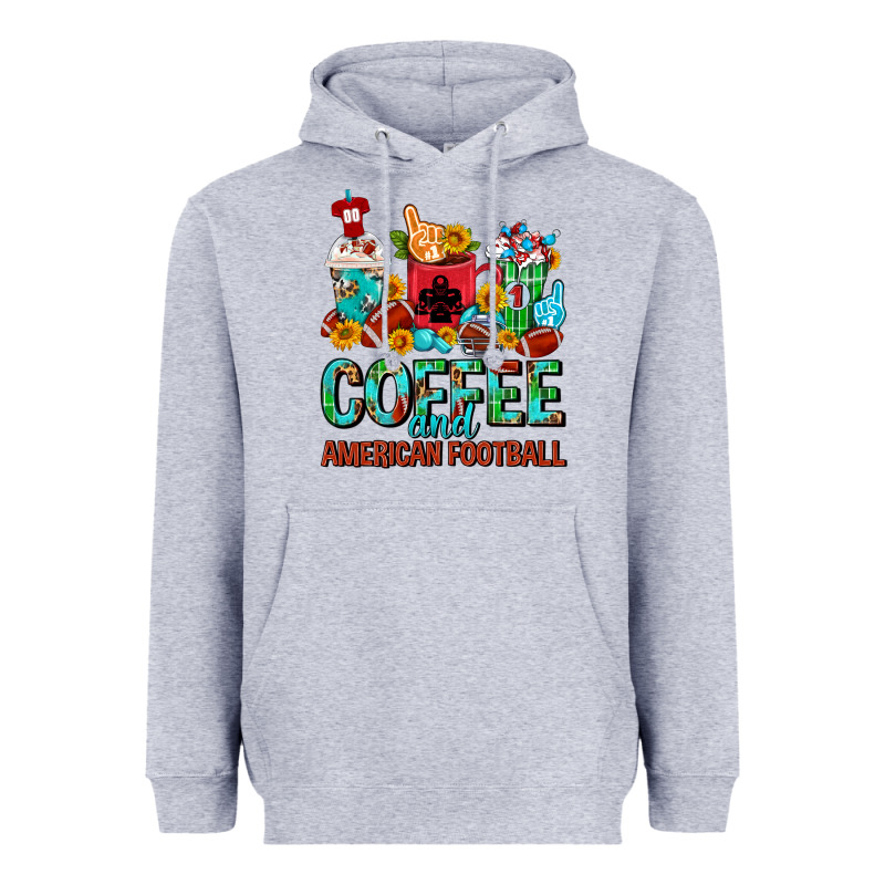 Coffee And American Football Coffee Cups Heavyweight Hoodie by FaDigitalArtStudio | Teevron