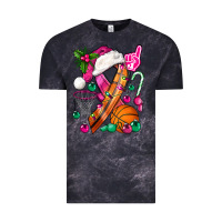 Cloud Black Pink Christmas Breast Cancer Ribbon Basketball Vintage Tee - BundleAndBundleShop