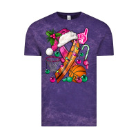 Cloud Purple Pink Christmas Breast Cancer Ribbon Basketball Vintage Tee - BundleAndBundleShop