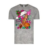Cloud Rock Pink Christmas Breast Cancer Ribbon Basketball Vintage Tee - BundleAndBundleShop