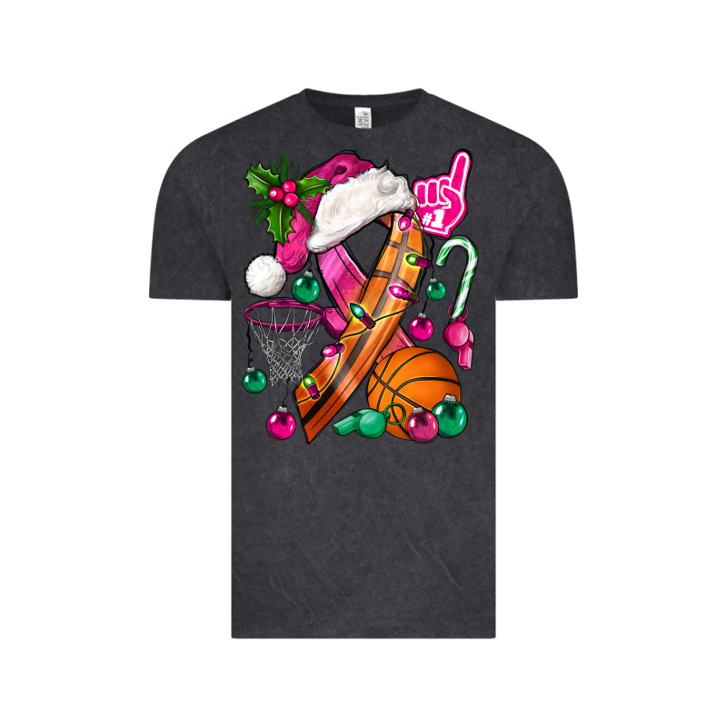 Pink Christmas Breast Cancer Ribbon Basketball Vintage Tee by BundleAndBundleShop | Teevron