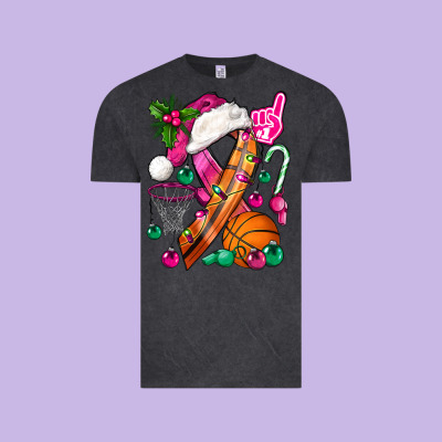 Pink Christmas Breast Cancer Ribbon Basketball Vintage Tee Designed By Bundleandbundleshop