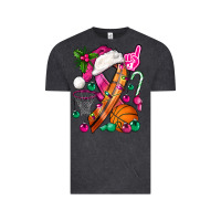 Vintage Black Pink Christmas Breast Cancer Ribbon Basketball Vintage Tee - BundleAndBundleShop