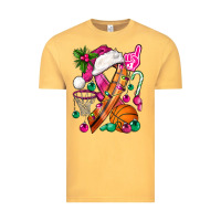 Vintage Mustard Pink Christmas Breast Cancer Ribbon Basketball Vintage Tee - BundleAndBundleShop