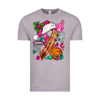 Vintage Zinc Pink Christmas Breast Cancer Ribbon Basketball Vintage Tee - BundleAndBundleShop