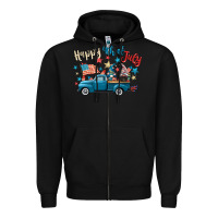 Black happy 4th of july gnome truck Zipper Hoodie - CowGirlArtShop