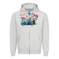 Dove Grey happy 4th of july gnome truck Zipper Hoodie - CowGirlArtShop