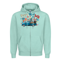 Seafoam happy 4th of july gnome truck Zipper Hoodie - CowGirlArtShop