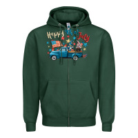 Sports Green happy 4th of july gnome truck Zipper Hoodie - CowGirlArtShop