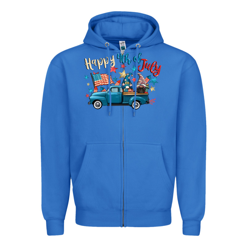 Happy 4th Of July Gnome Truck Zipper Hoodie by CowGirlArtShop | Teevron