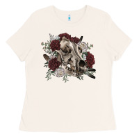 Bone Floral boho wolf skull Ladies Tee - RanaPortraitStore