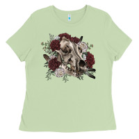 Matcha Floral boho wolf skull Ladies Tee - RanaPortraitStore