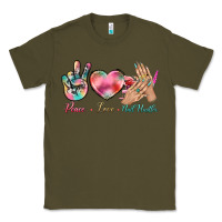Army Green Peace Love Nail Hustler Classic Tee - BundleAndBundleShop
