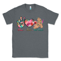 Charcoal Heather Peace Love Nail Hustler Classic Tee - BundleAndBundleShop