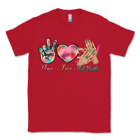 Red Peace Love Nail Hustler Classic Tee - BundleAndBundleShop