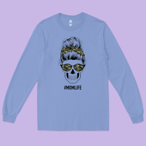 Camouflage Pattern Mom Skull Long Sleeve Tee Designed By Bettercallsaul