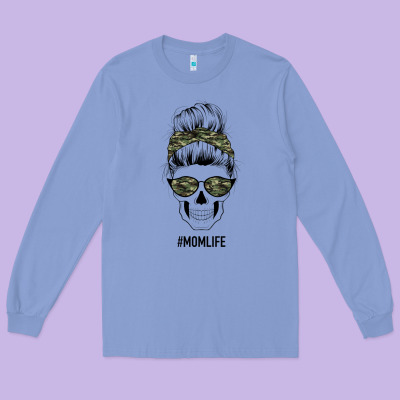 Camouflage Pattern Mom Skull Long Sleeve Tee Designed By Bettercallsaul
