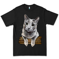 Black Russian Blue Cat Face Premium Tee - LillyAllenDesigns