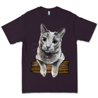 Plum Russian Blue Cat Face Premium Tee - LillyAllenDesigns