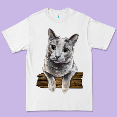 Russian Blue Cat Face Premium Tee Designed By Lillyallendesigns
