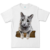 White Russian Blue Cat Face Premium Tee - LillyAllenDesigns