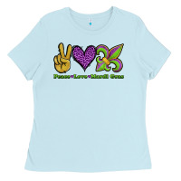 Baby Blue peace love mardi gras Ladies Tee - Jasminsmagicworld