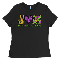 Black peace love mardi gras Ladies Tee - Jasminsmagicworld