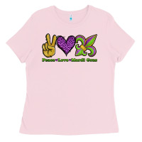 Bubblegum Pink peace love mardi gras Ladies Tee - Jasminsmagicworld