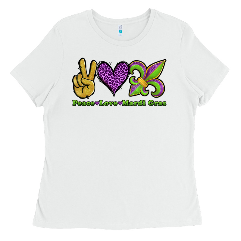 Peace Love Mardi Gras Ladies Tee by Jasminsmagicworld | Teevron