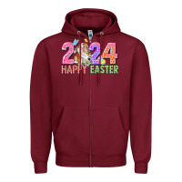 Burgundy 2024 happy easter Zipper Hoodie - CowGirlArtShop