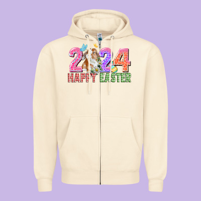 2024 Happy Easter Zipper Hoodie Designed By Cowgirlartshop