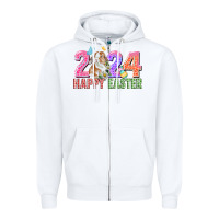 White 2024 happy easter Zipper Hoodie - CowGirlArtShop