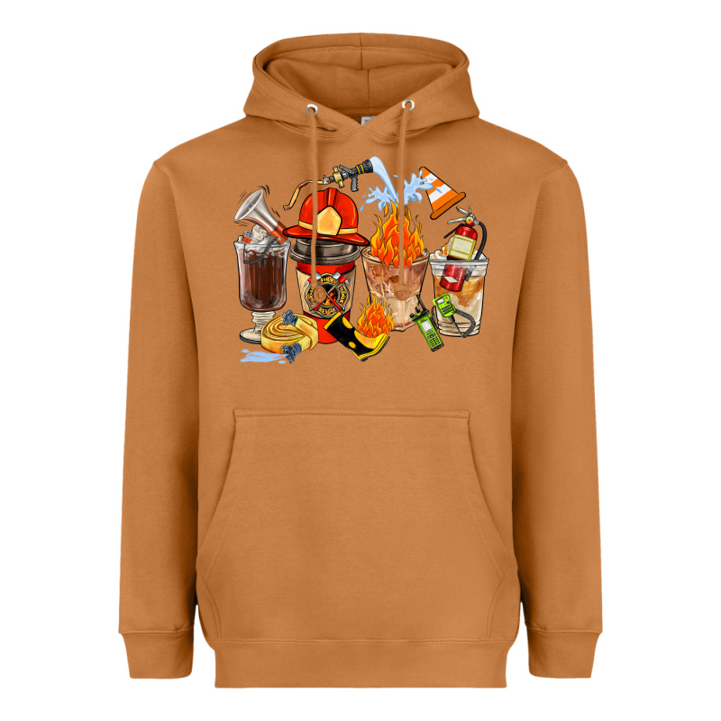 Firefighter Coffee Cups Heavyweight Hoodie by FaDigitalArtStudio | Teevron
