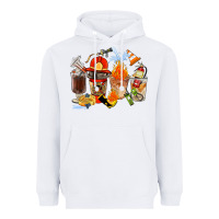 White Firefighter Coffee Cups Heavyweight Hoodie - FaDigitalArtStudio