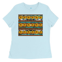 Baby Blue sunflowers leopard cowhide turquoise Ladies Tee - BarkalooDesign